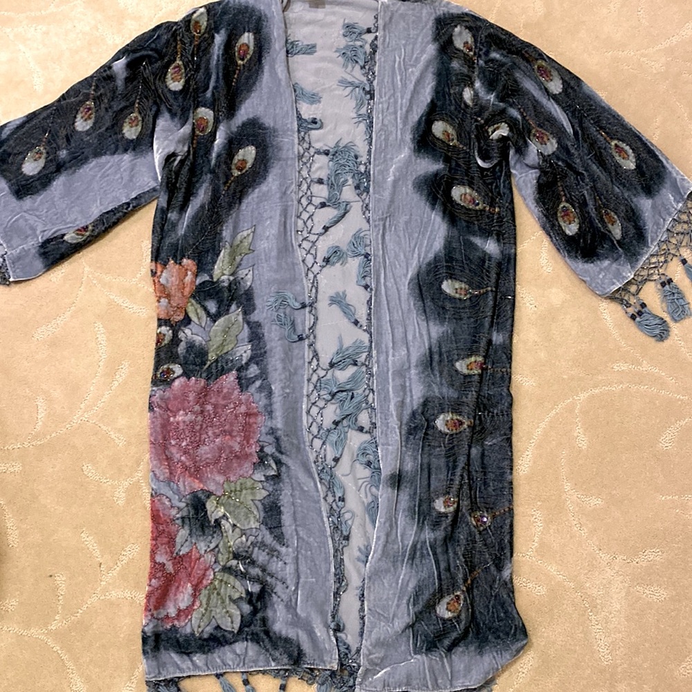 Glitzy Velvet Hand Beaded Blue Overjacket